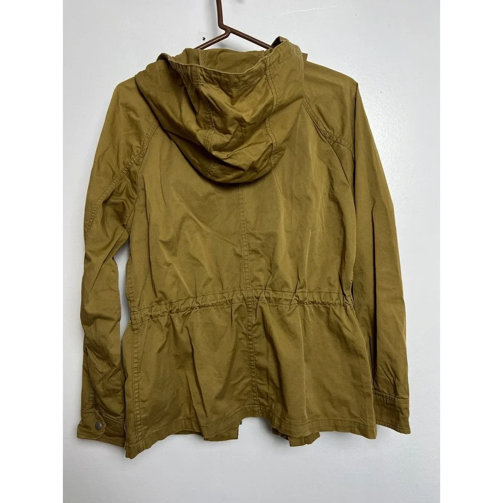 Gap Utility Jacket Women M Khaki Green Drawstring Hood Casual Outerwear Military